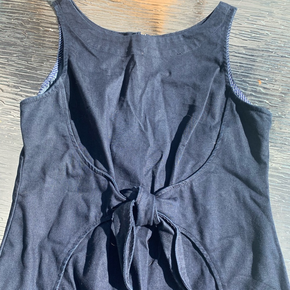 Anthropologie Navy Backless Tie-Back Dress